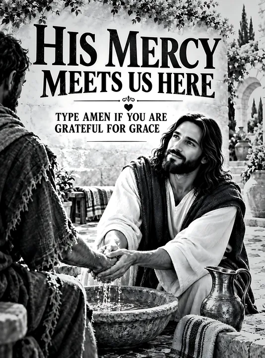 Mercy in the courtyard - AI-generated stock image
