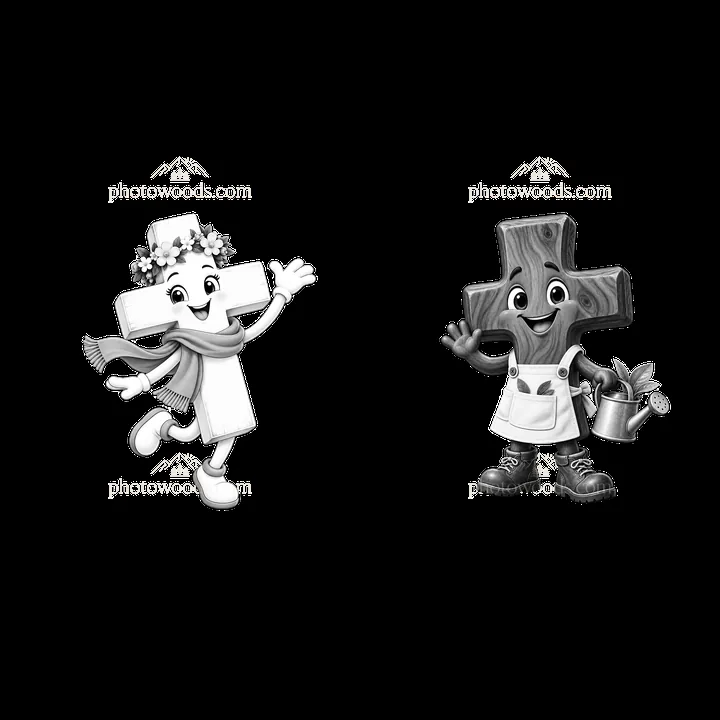 Easter cross characters with playful gestures and accessories - AI-generated stock image
