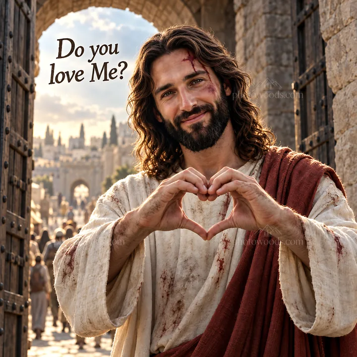 Jesus Christ asking, do you love Me? - AI-generated stock image