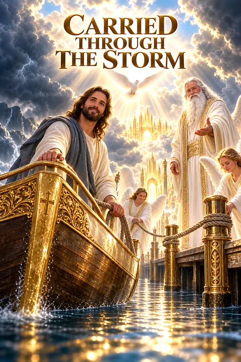 Carried through the storm with guidance from above - AI-generated stock image