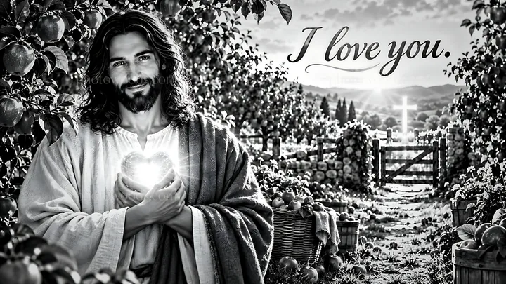 Kindness in the harvest orchard - AI-generated stock image