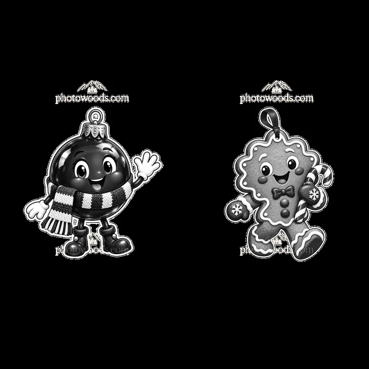 Cartoon Christmas ornament characters waving and smiling - AI-generated stock image