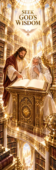 Jesus Christ shares knowledge and wisdom with God - AI-generated stock image