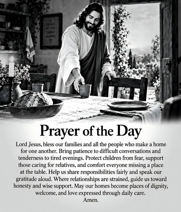 Love at the family table moments with prayer and gratitude - AI-generated stock image