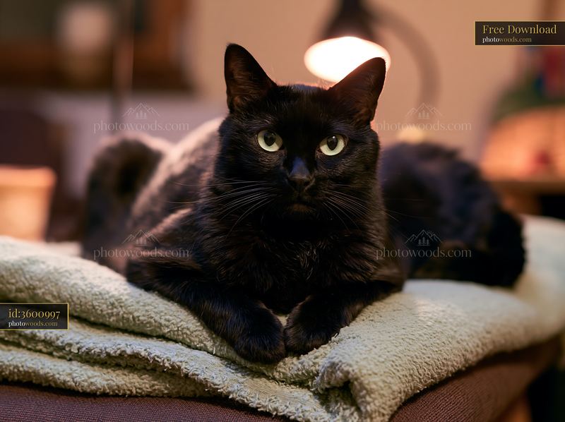 Bombay cat lounging on a blanket indoors at home