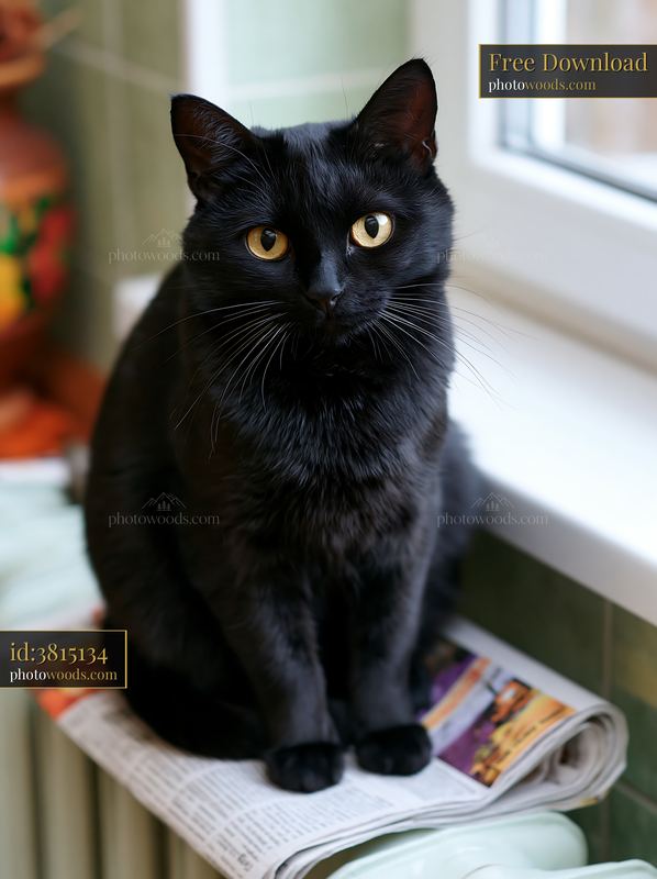 Bombay cat sitting on a newspaper near a window indoors