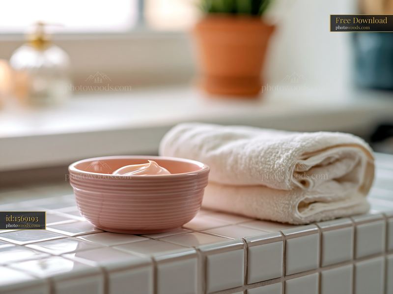 Cream dose beside folded white towel on a bathroom countertop