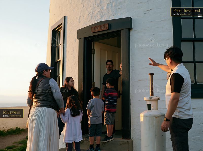 Family exploring lighthouse as a popular sightseeing destination
