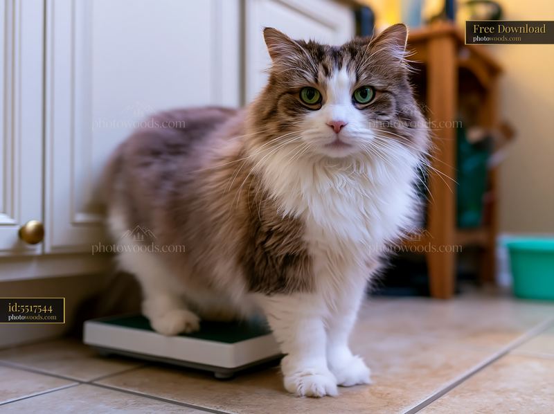 German Rex cat on a scale in a home setting