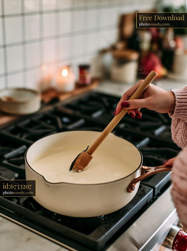 Cream dose with vanilla pods in a kitchen setting