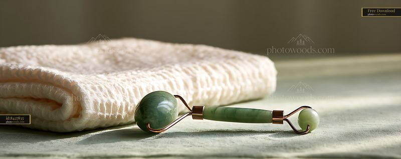 Jade roller placed on soft towel in a spa setting