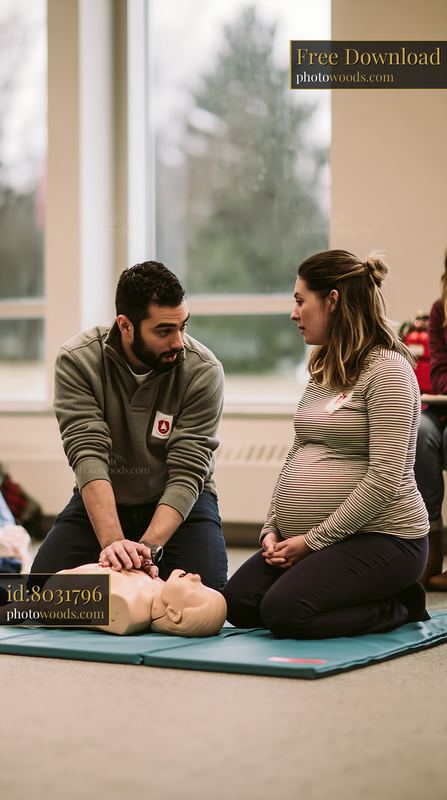 Pregnant couple learns infant CPR in class setting
