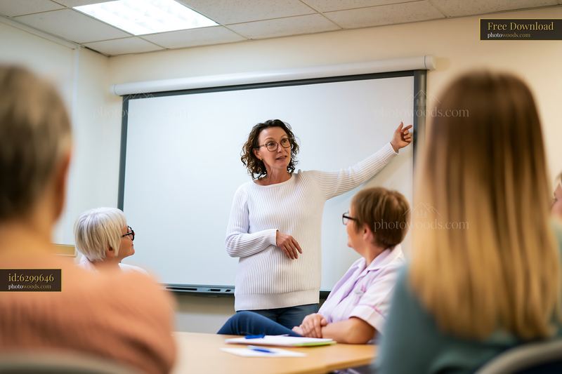 Team leader pointing at whiteboard during a meeting