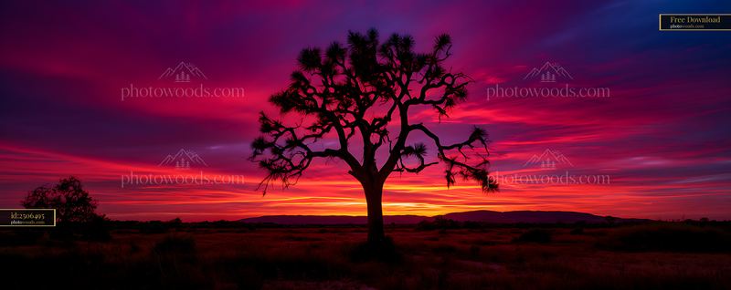 Sunset over a silhouette of a tree against vibrant skies