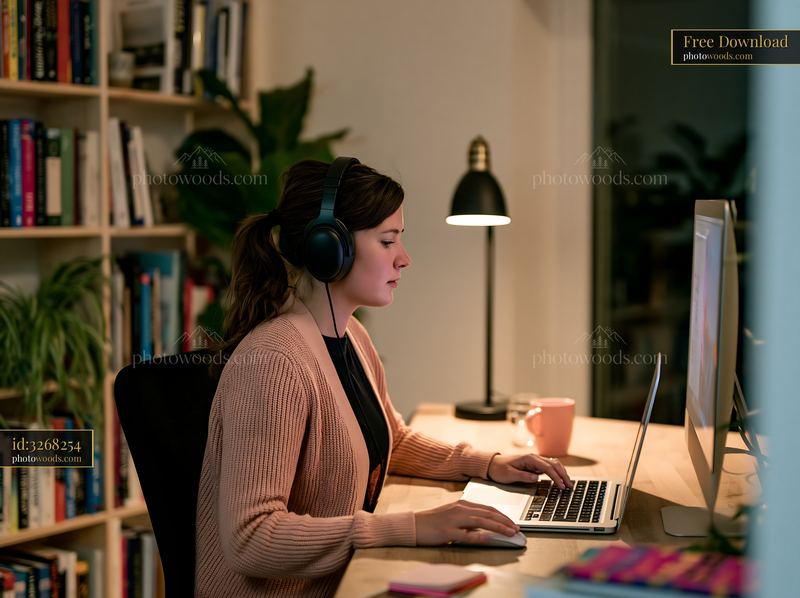 Modern workspace for employees using technology
