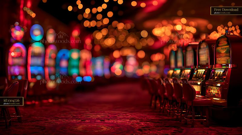 Casino Floor With Bright Slot Machines and Colorful Lights