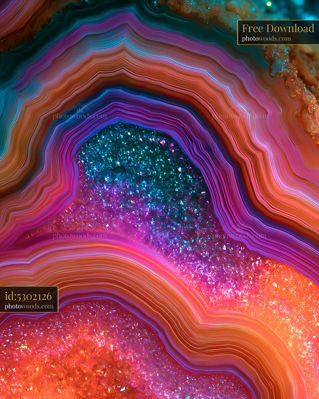 Close up of Layered Agate Stone Bands in Vibrant Colors
