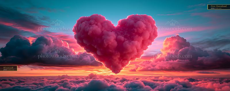 Heart-shaped Cloud Formation Above the Horizon at Sunset