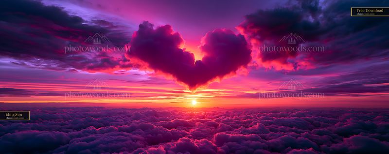 Heart Shaped Cloud Formation at Sunset Over the Horizon