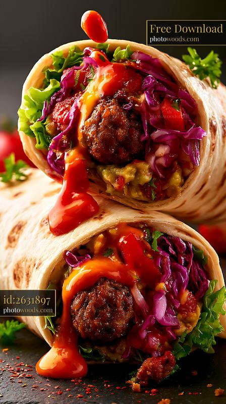 Delicious tacos filled with meat and fresh vegetables