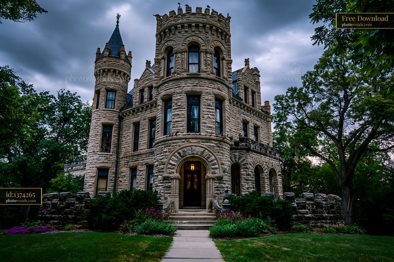 Victorian Castle Architecture in Cloudy Weather