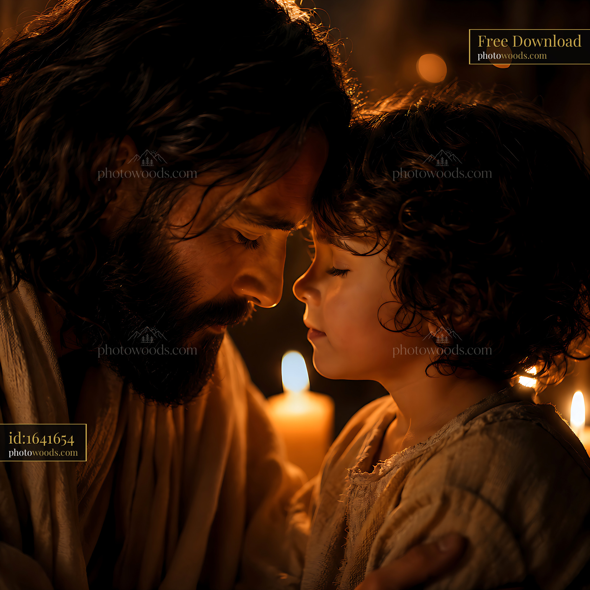 Man and Child Share a Moment by Candlelight With Deep Emotion
