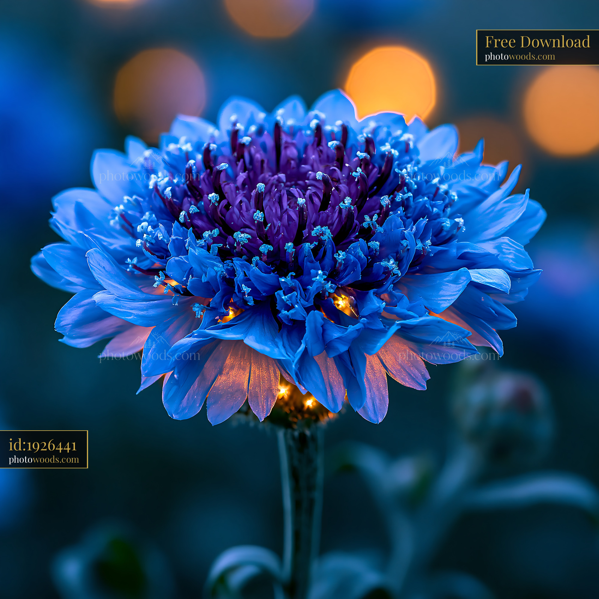 Blue Flower Blooms in Garden Under Evening Lights