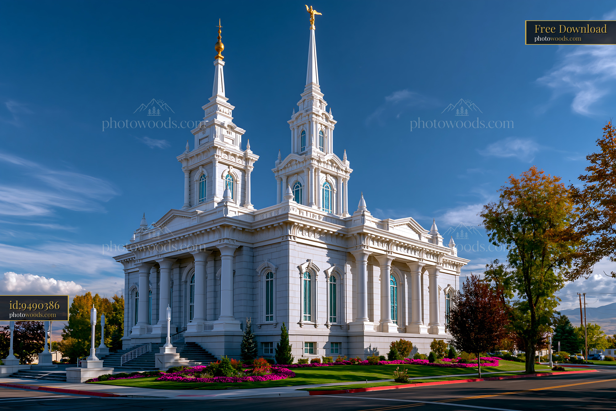 Elko Nevada Temple in Elko NV With Clear Sky and Clouds