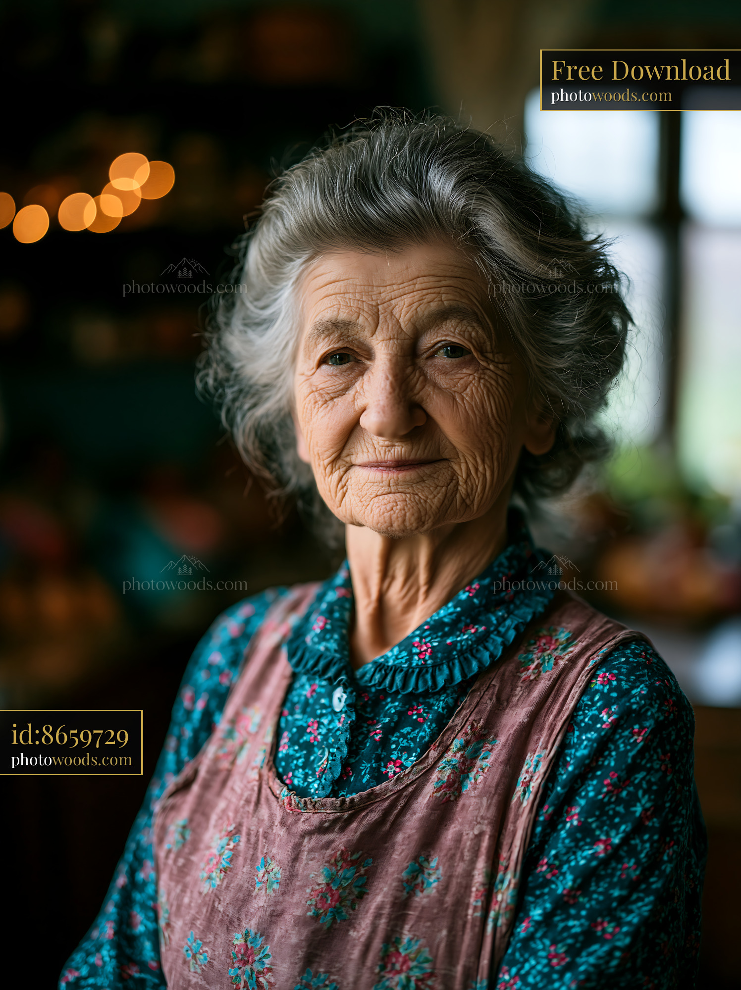 Elderly Woman With a Warm Smile Standing in a Cozy Kitchen