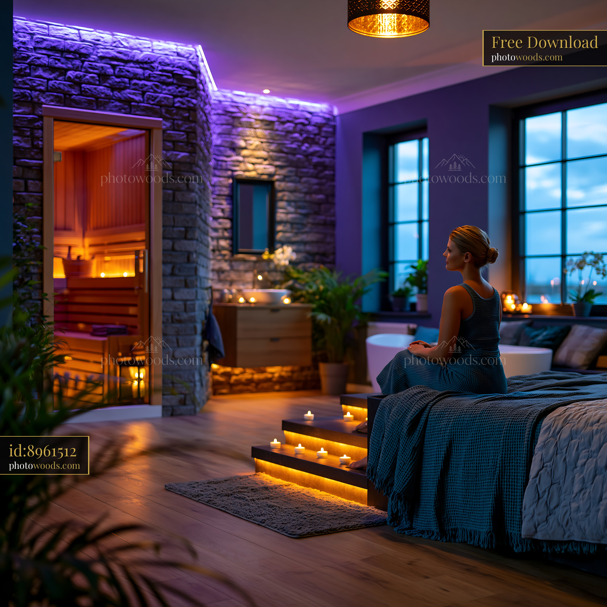 Wellness Bathroom With Sauna and Candles in Modern Setting