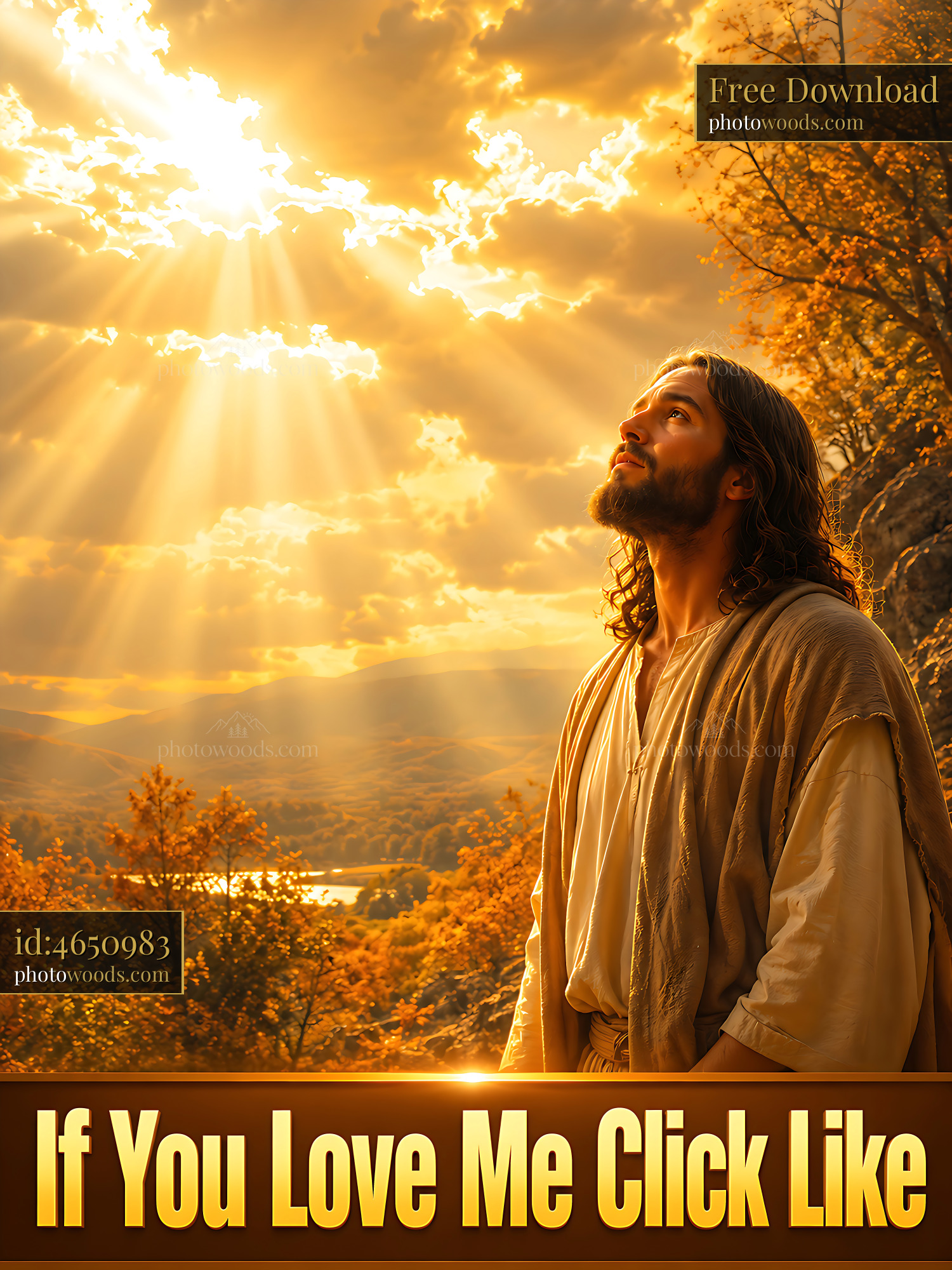 Jesus Stands in Light Looking up at the Sky With Hope