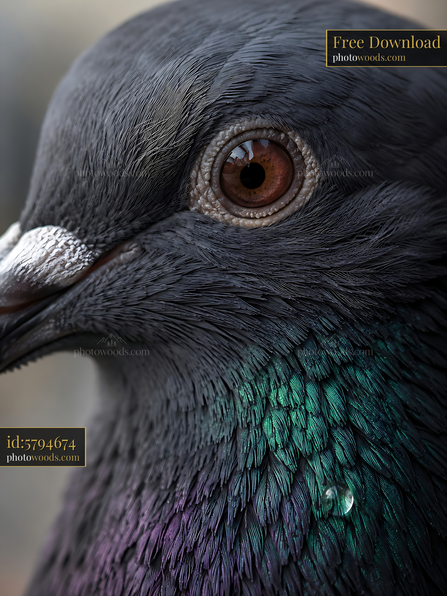 Pigeon With Iridescent Feathers in Close up Shot Showing Detail