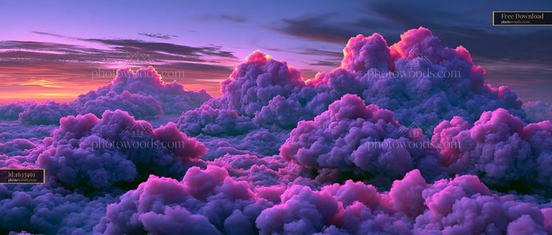 Colorful clouds at sunset above the horizon