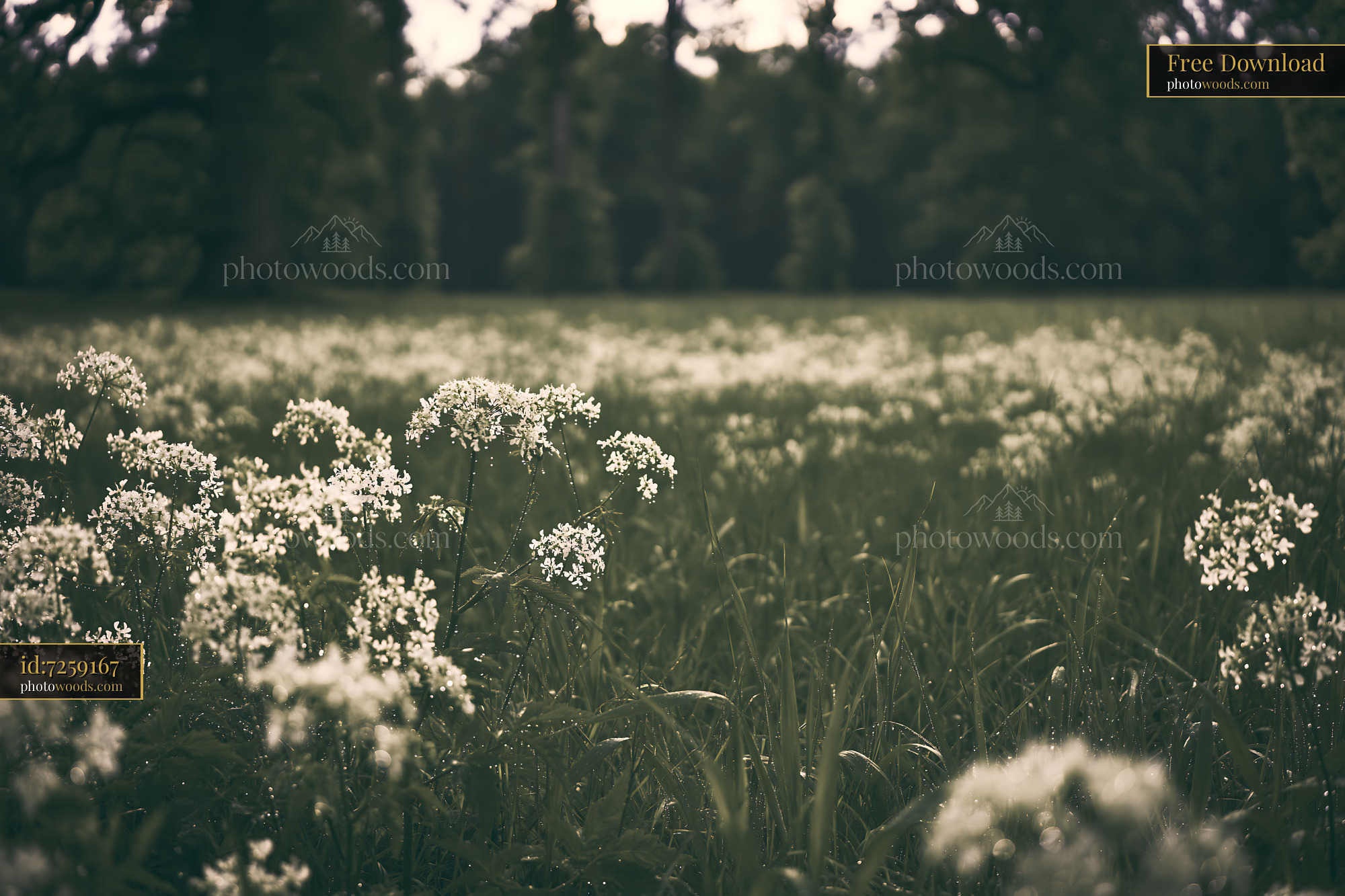 Cow Parsley Blooming in a Meadow During Springtime