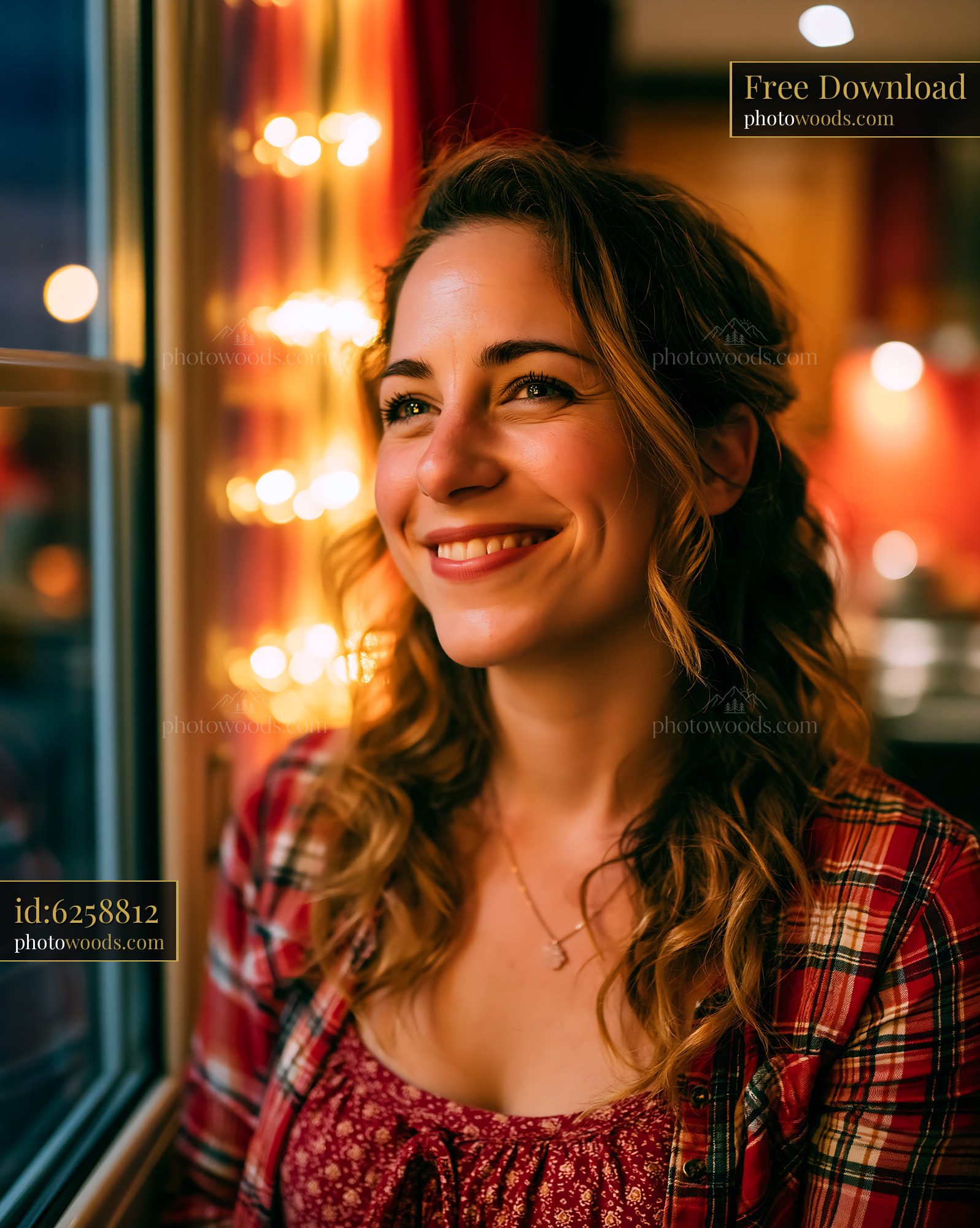 Woman Smiling Near Window With Warm Light in Background