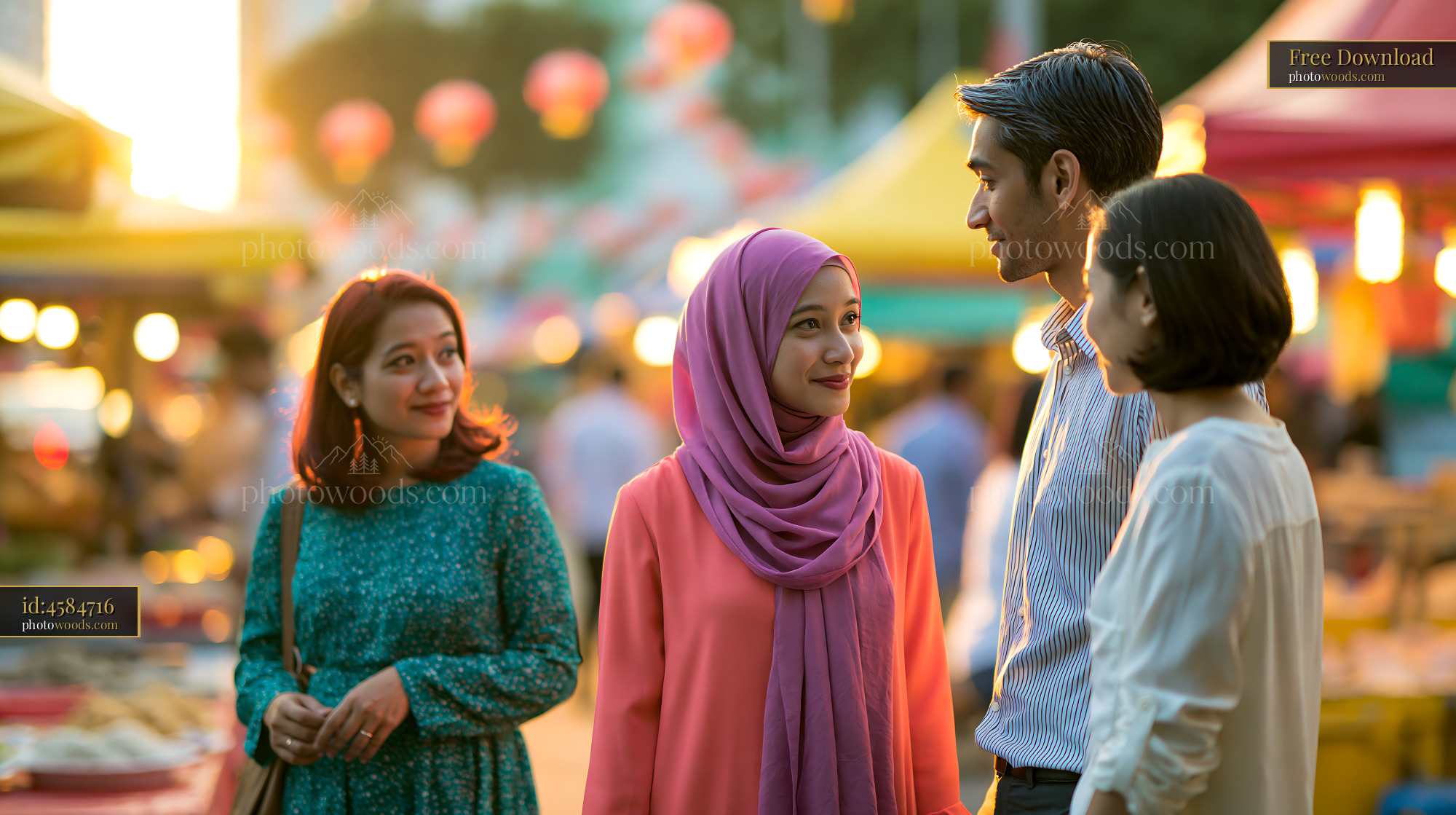 Colleagues at a Market Respecting a Fasting Coworker During Sunset
