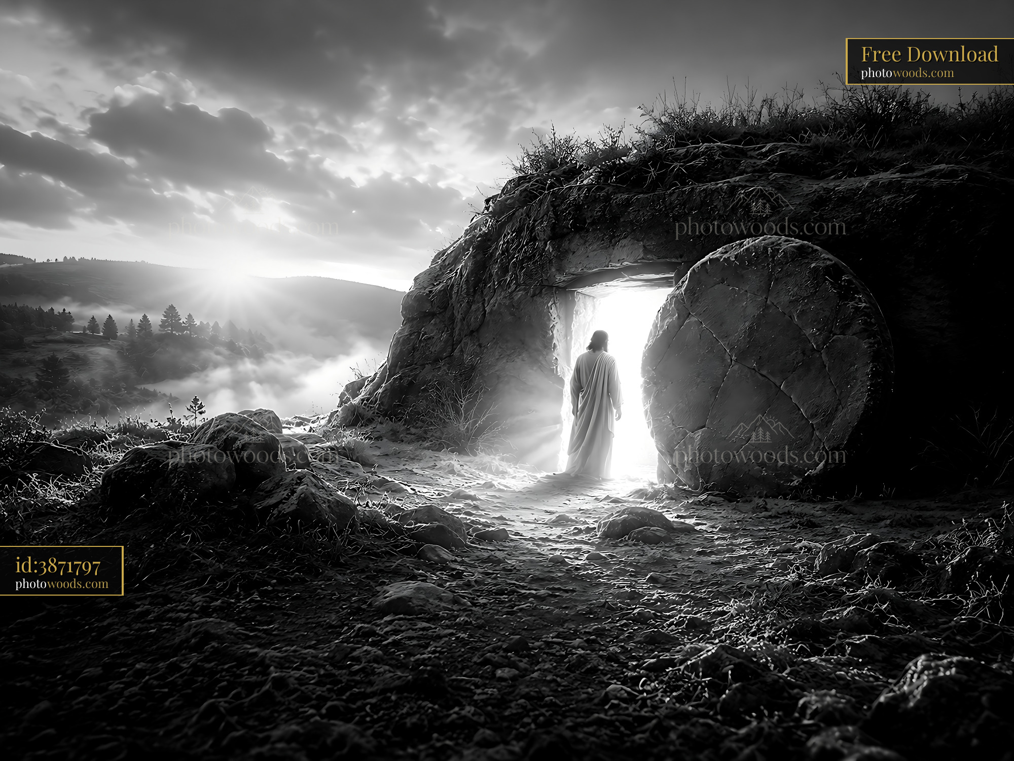 Person Standing at Cave Entrance During Dawn Light