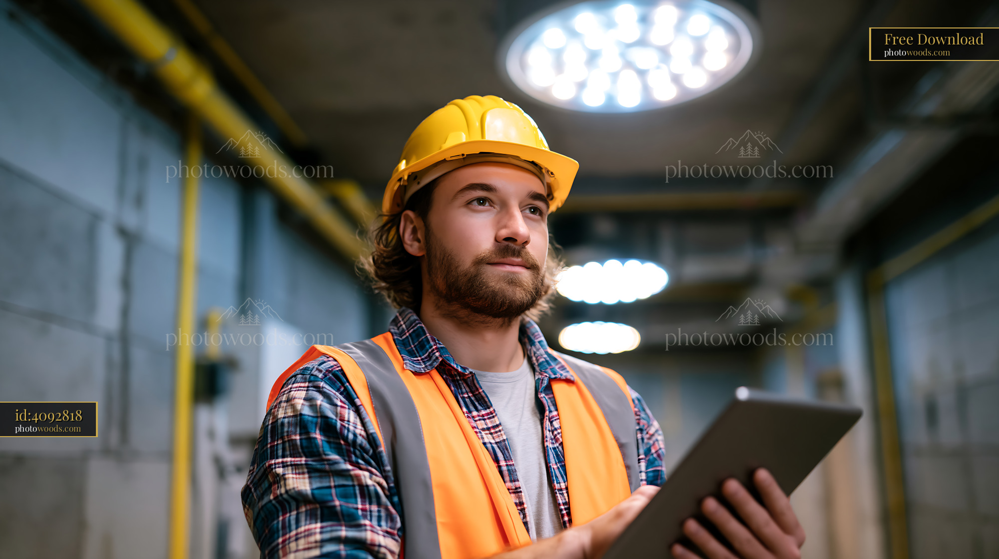 Apprentice Craftsman Using a Tablet in a Construction Site