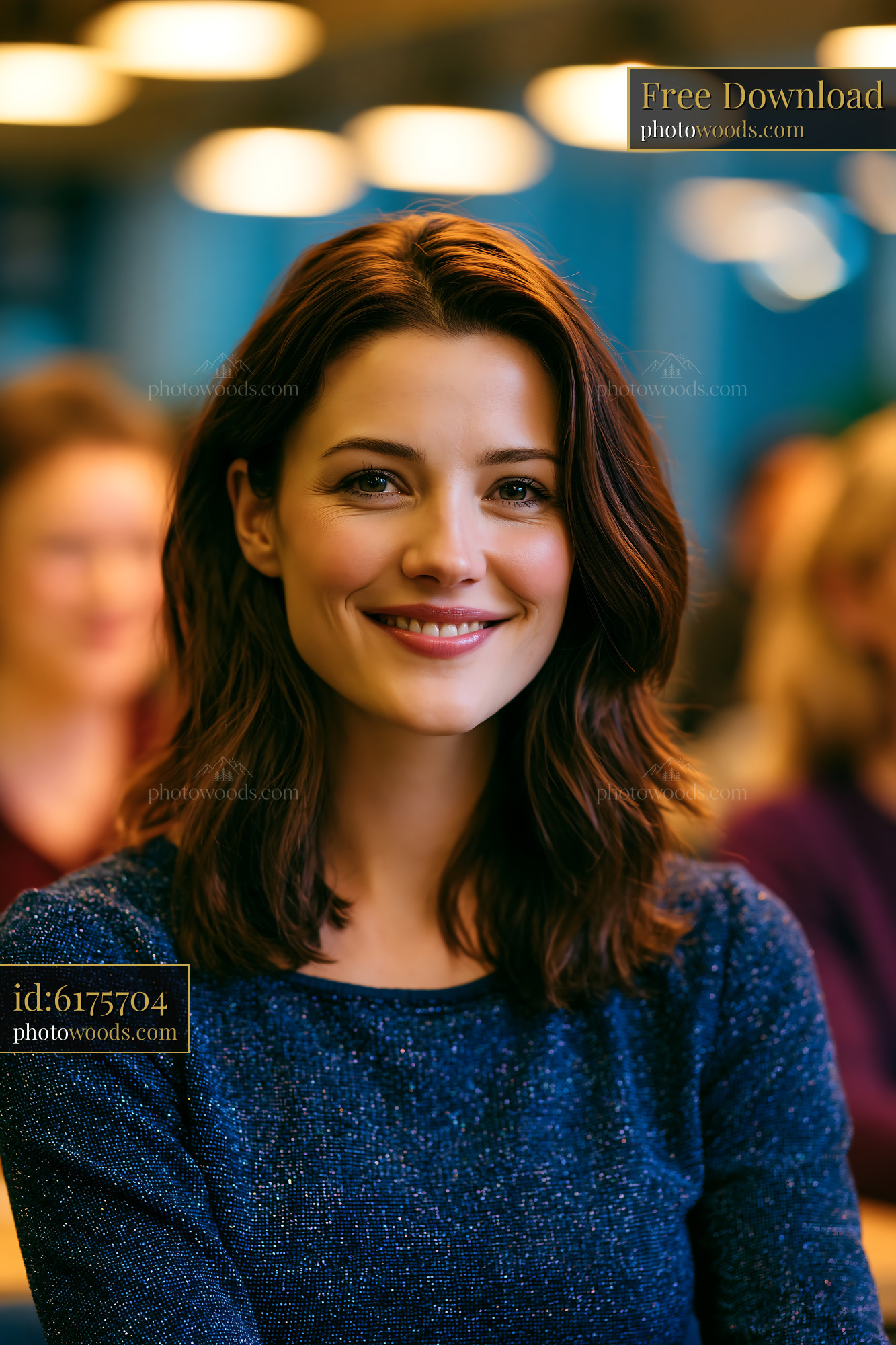 Woman Smiling at a Group in a Indoor Workspace Setting