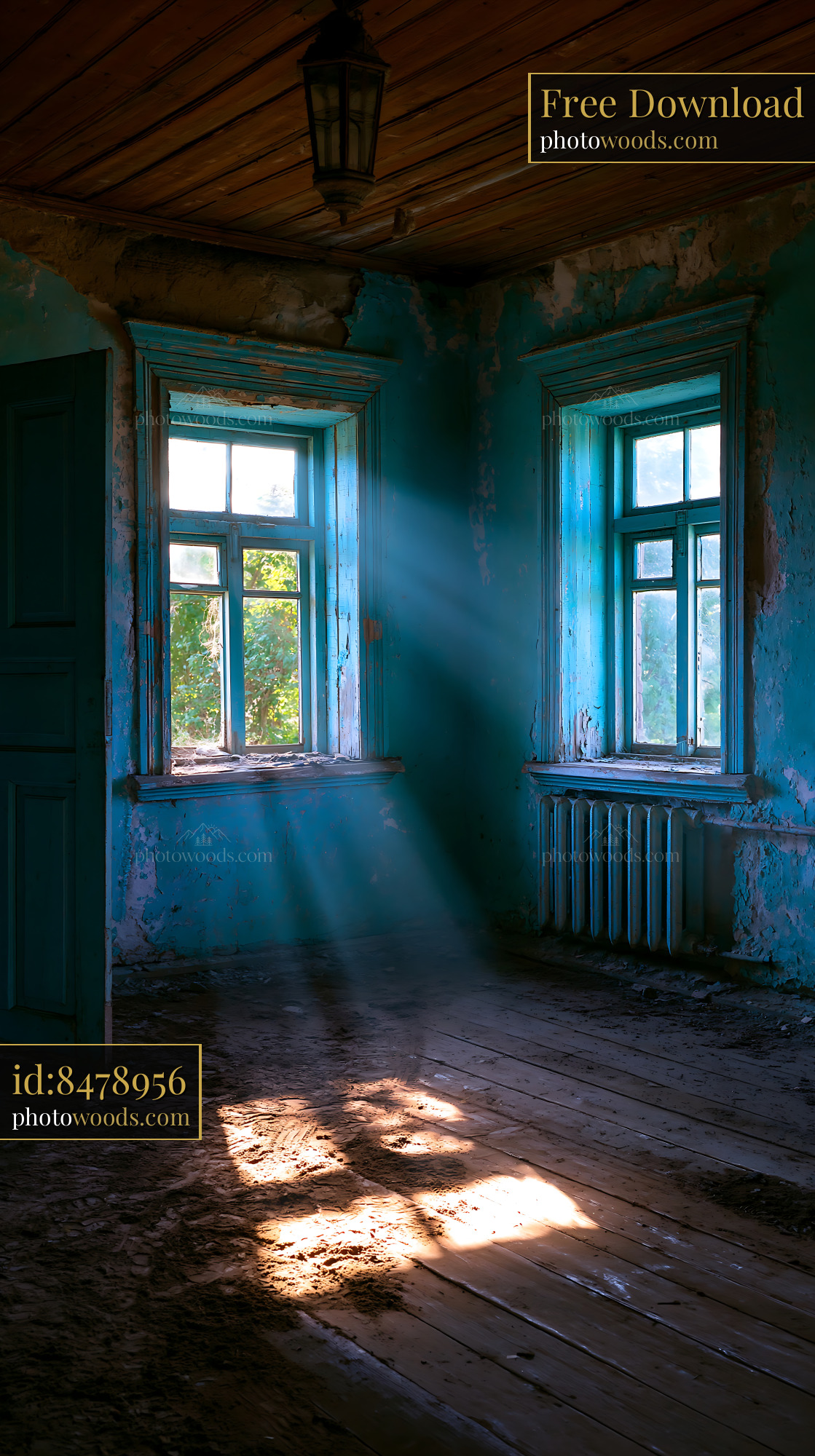 Crumbling Adobe Village House Interior With Sunlight Rays