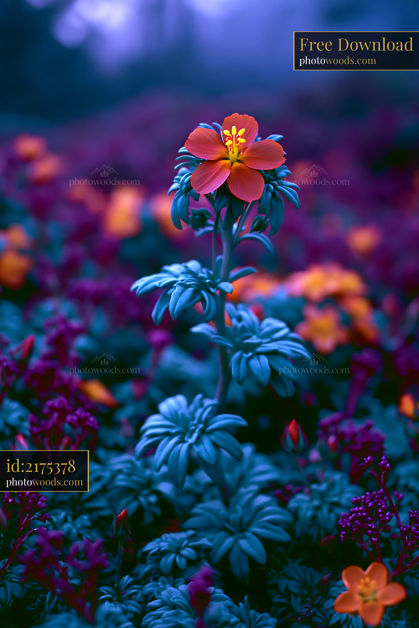 Pimpernel Wildflower Blooming in a Colorful Meadow at Dusk