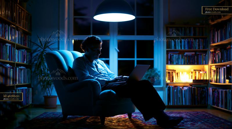 Citizen Using E-Government Portal at Home During Evening