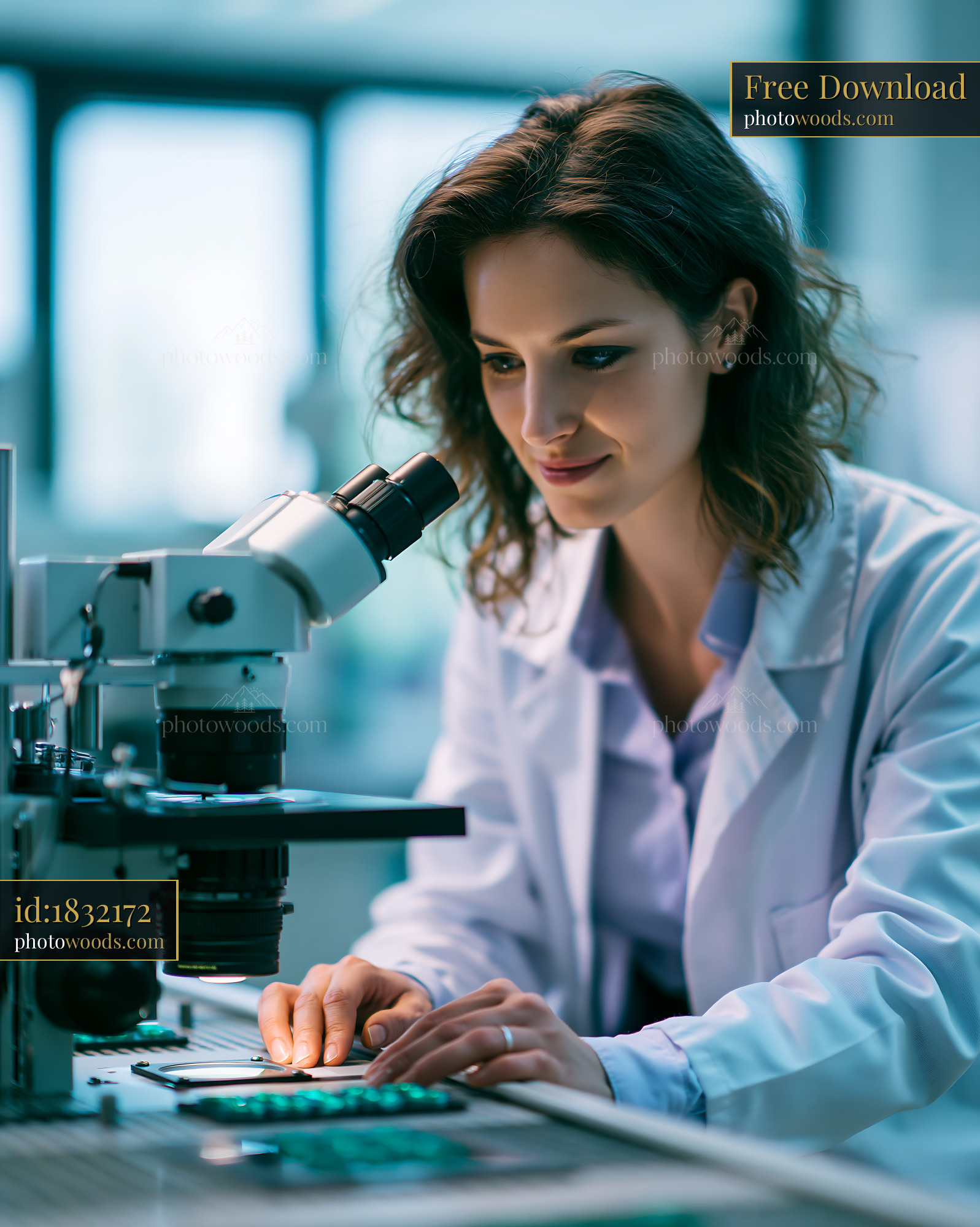 Quality Inspector Working With a Microscope in a Lab Setting