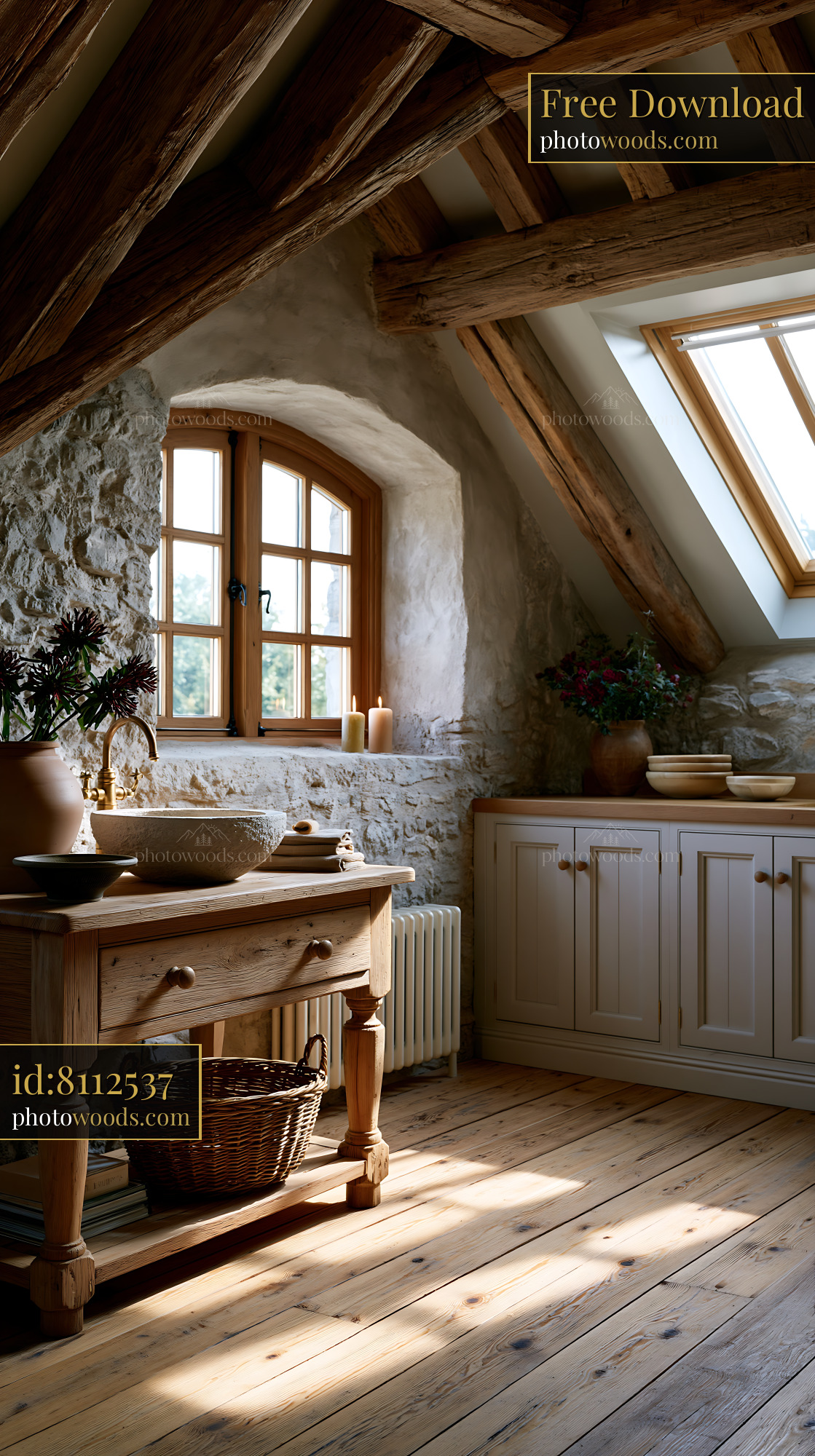 Attic Master Suite With Exposed Beams and Natural Light