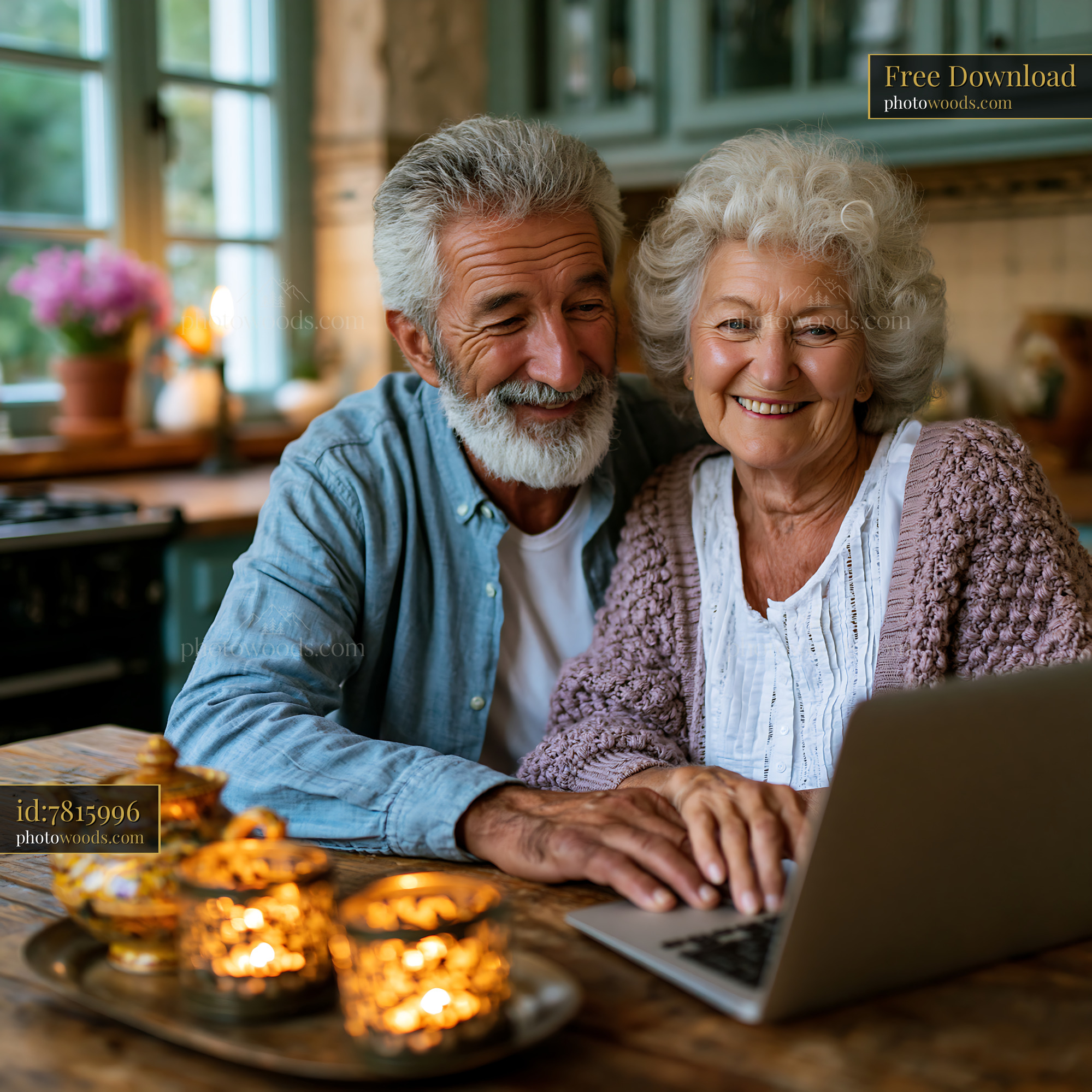 Retired Couple Learning About Travel Planning Together at Home
