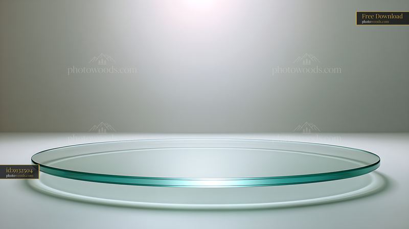 Empty glass plate on a minimalist studio surface
