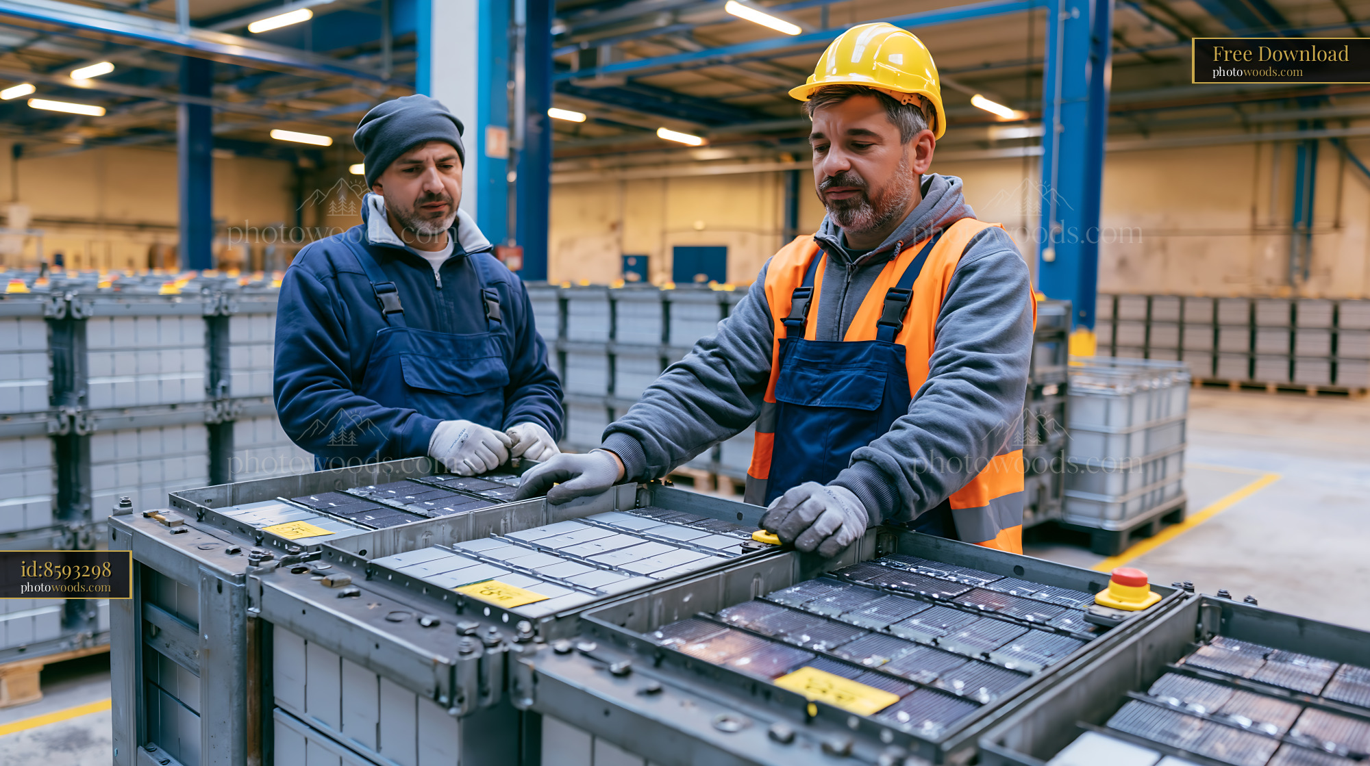 Workers Insulating an Old Building Facade in a Warehouse Setting