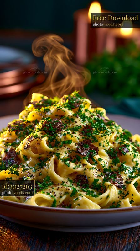 Creamy tortellini pasta with truffle and parsley