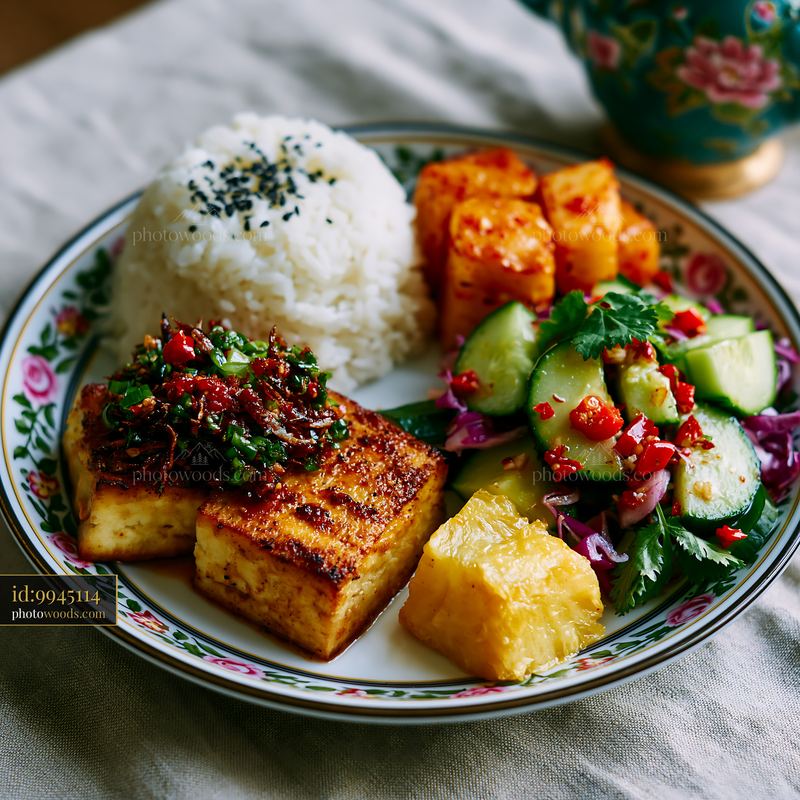 Delicious breakfast plate with Korean breakfast options