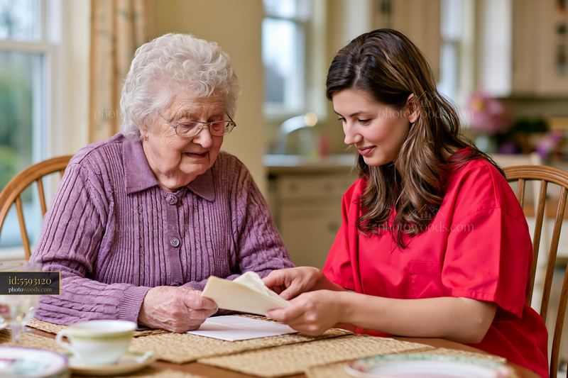 Caregiver offers support and companionship to senior with dementia